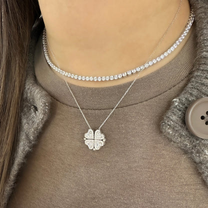 Magnetic Heart Clover Necklace