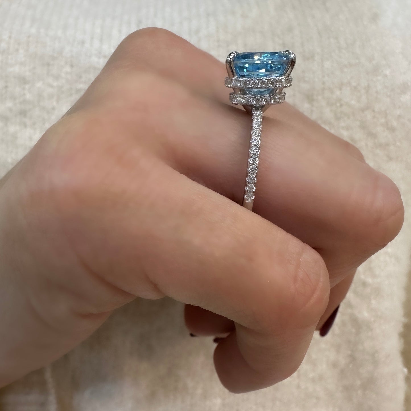 Blue Stone Moissanite Ring