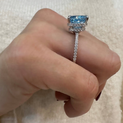 Blue Stone Moissanite Ring