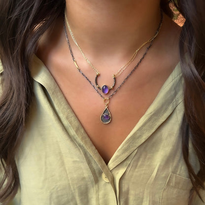 Amethyst Stone Design Horseshoe Necklace