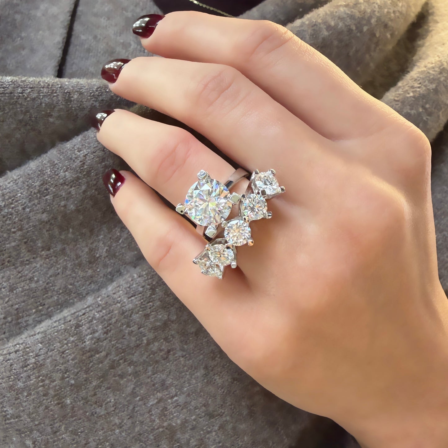 Four Carat Moissanite Five-Stone Ring