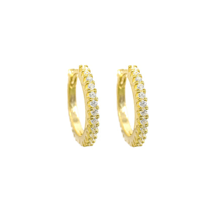 Medium Size Stone Hoop Earrings