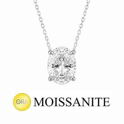 Three Carat Moissanite Oval Necklace