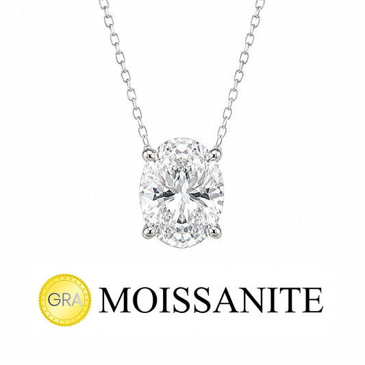 Three Carat Moissanite Oval Necklace