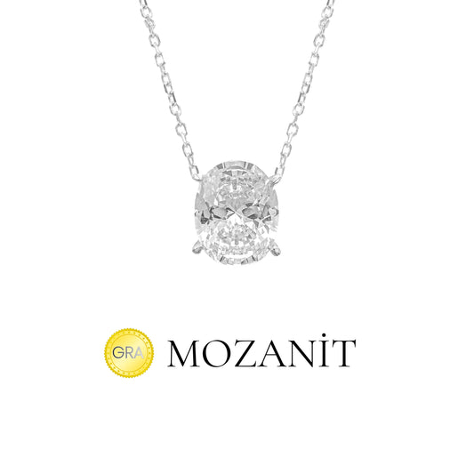 Three Carat Moissanite Oval Necklace