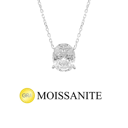 Three Carat Moissanite Oval Necklace