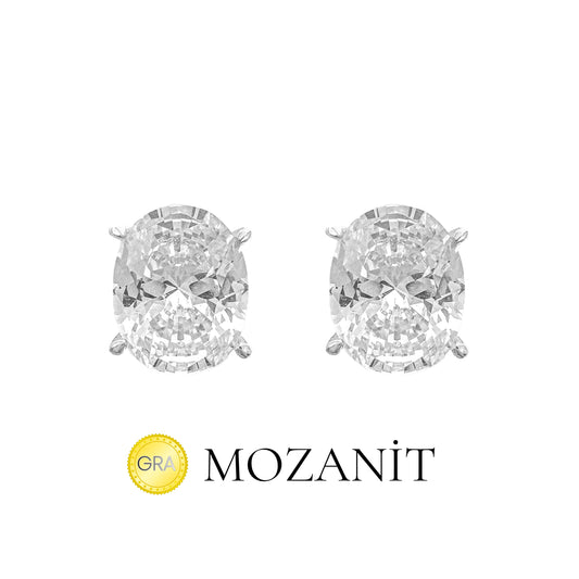 Three Carat Moissanite Oval Earrings