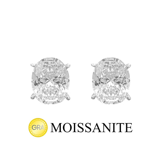 Three Carat Moissanite Oval Earrings