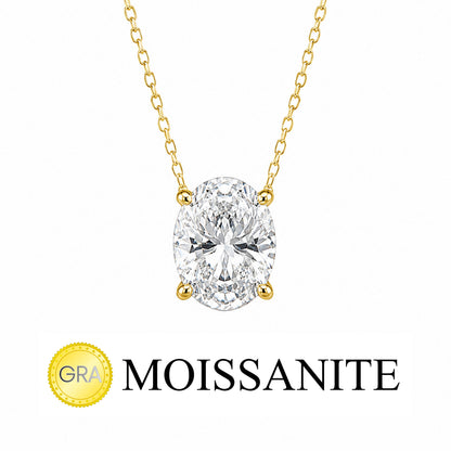 Three Carat Moissanite Oval Necklace