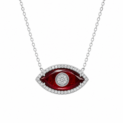 Burgundy Glass Eye Necklace