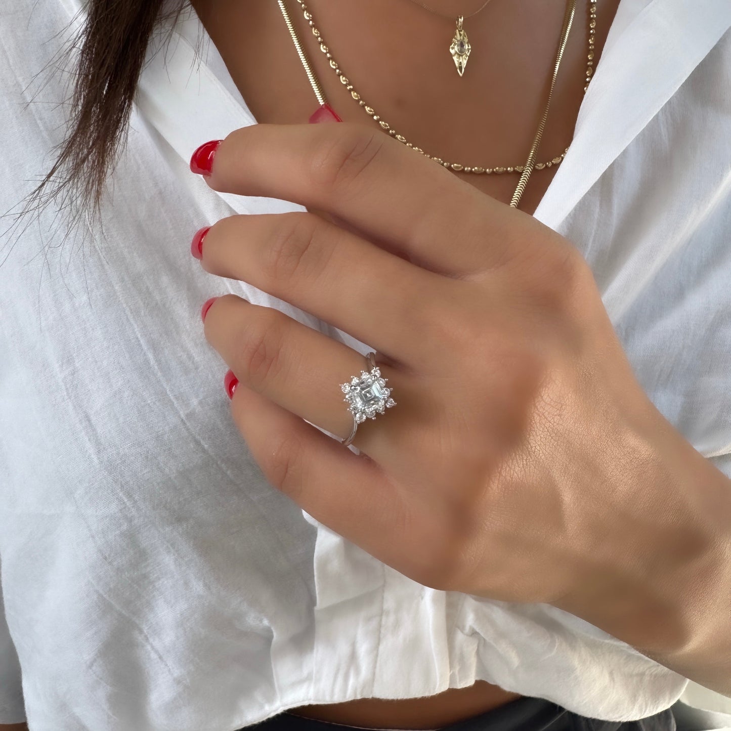 Moissanite Lotus Solitaire Ring