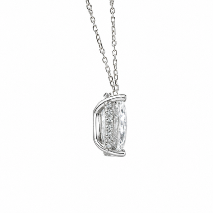 Stone Setting D-Color Oval Necklace