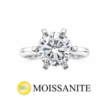 Two Carat Six Prong Moissanite Solitaire Ring