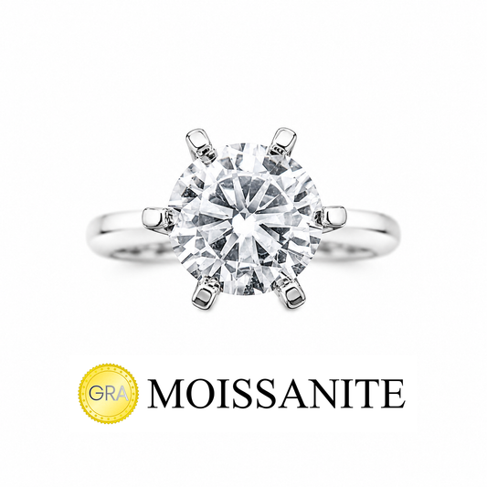 Two Carat Six Prong Moissanite Solitaire Ring