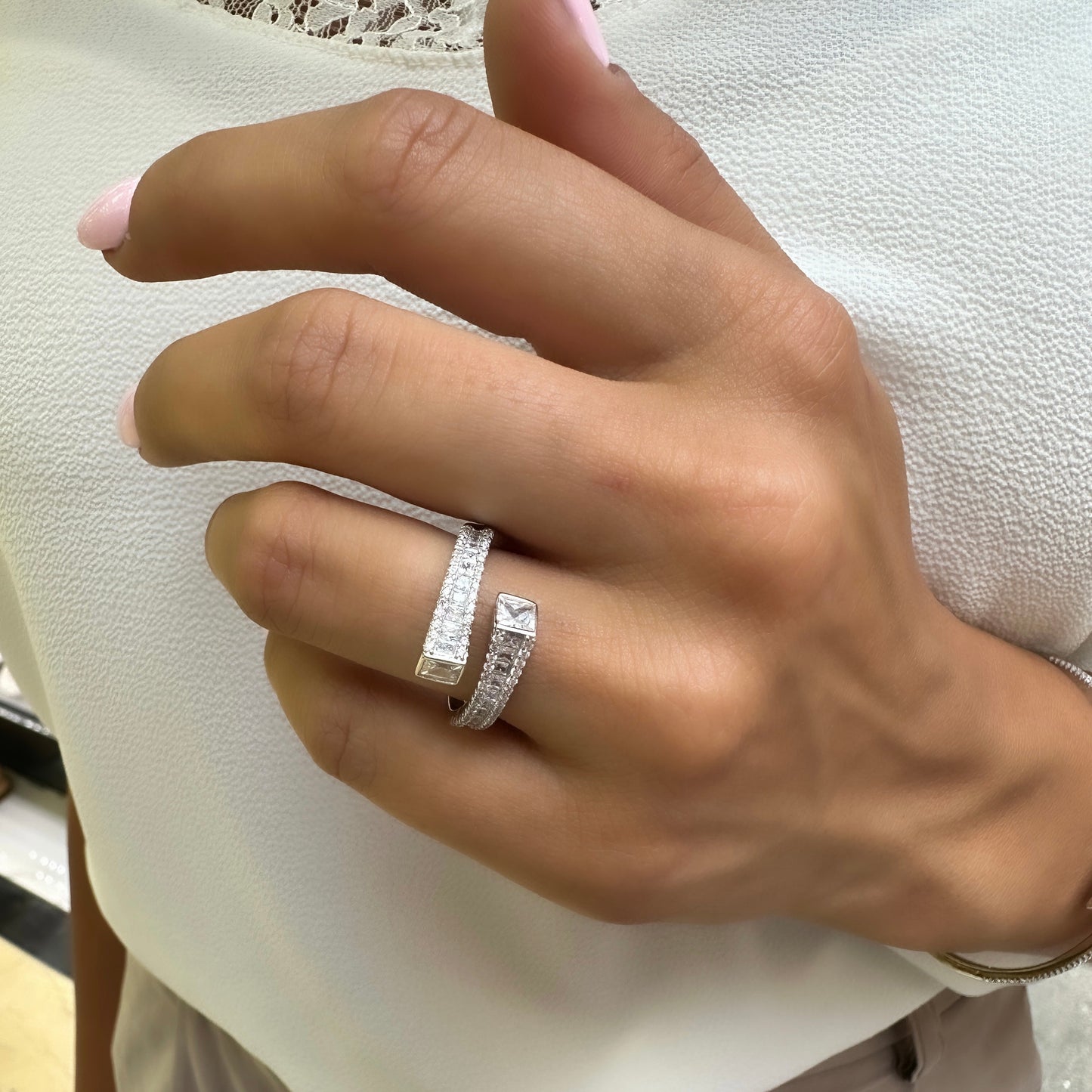 Lined Stone Design Ring
