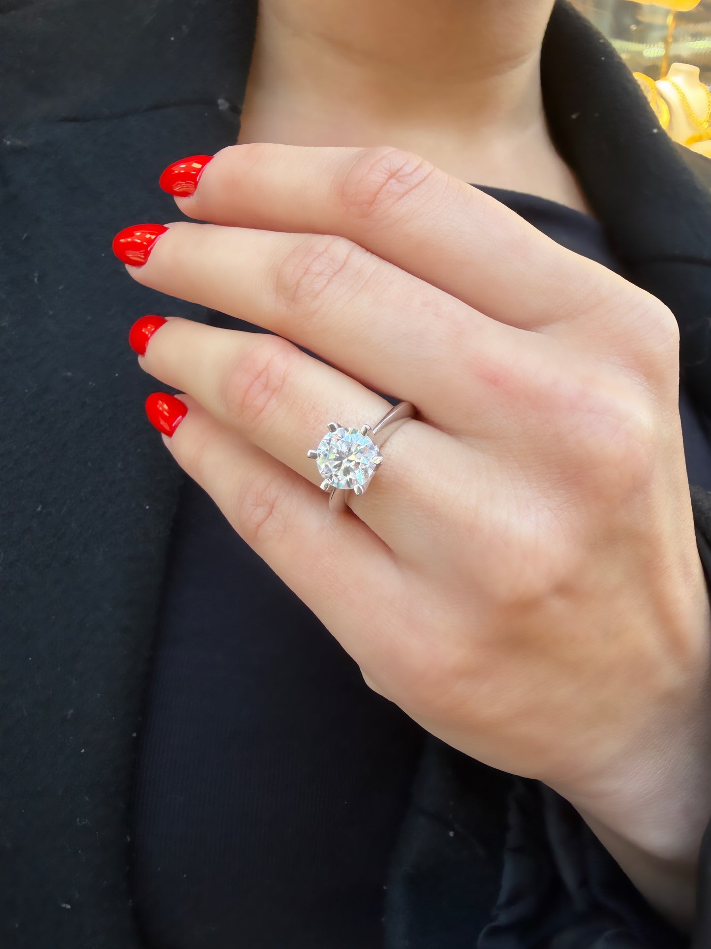 Two Carat Six Prong Moissanite Solitaire Ring