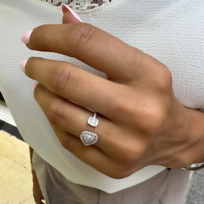 Baguette Stone Heart Ring
