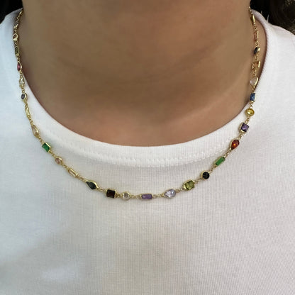 Mixed Color Stone Necklace