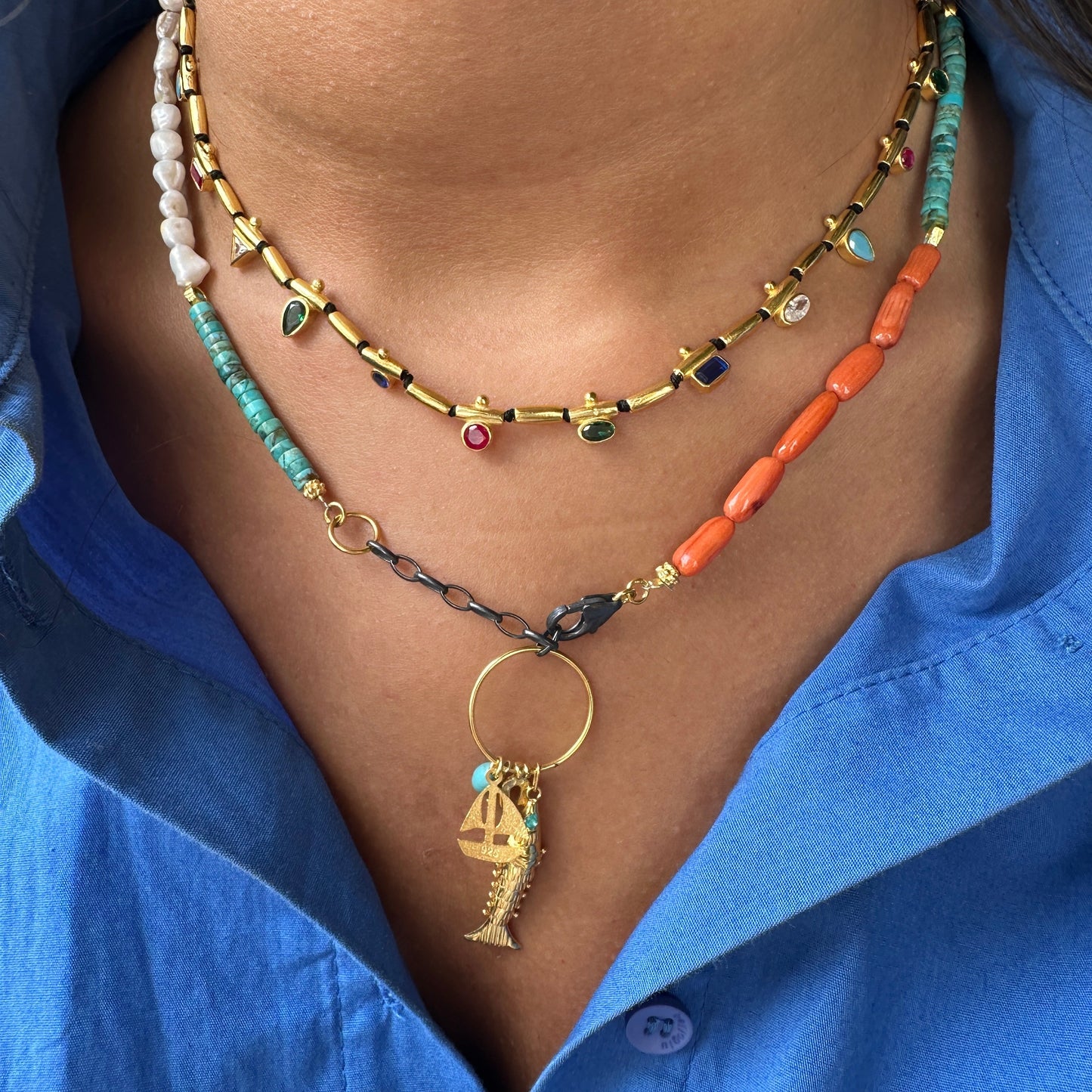Colorful Stone Shaped Design Necklace