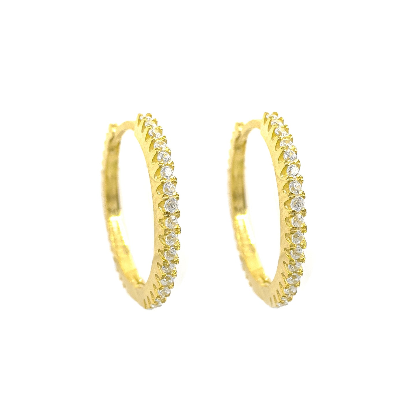 Medium Large Stone Hoop Earrings