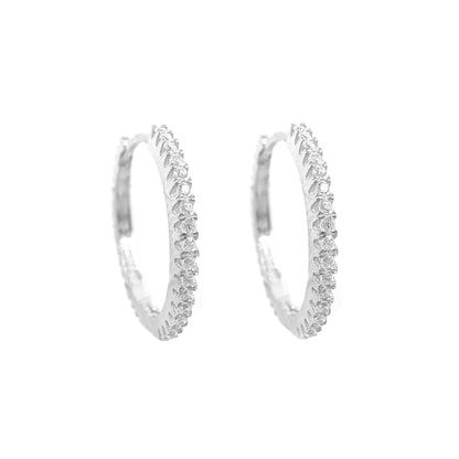 Medium Large Stone Hoop Earrings