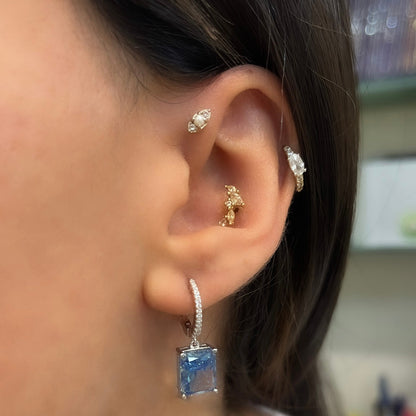 Blue Moissanite Hoop Earrings