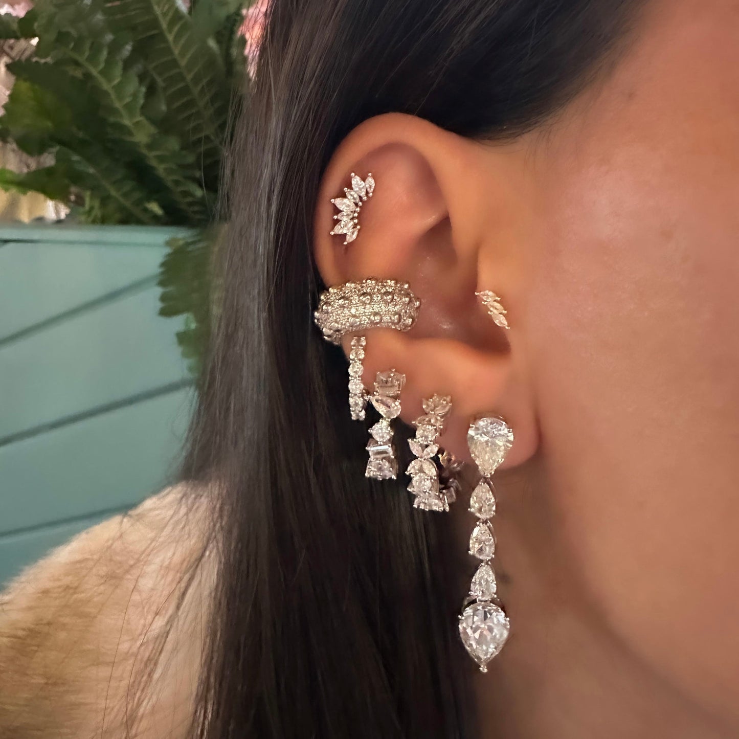 Drop Moissanite Pin Earrings