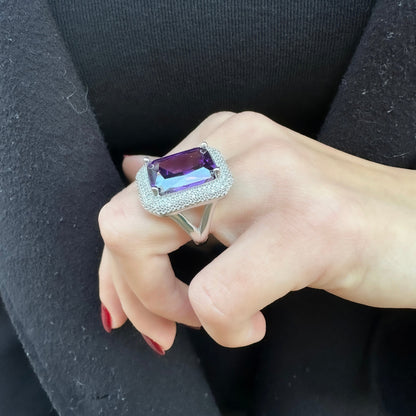 Purple Stone Rectangle Ring