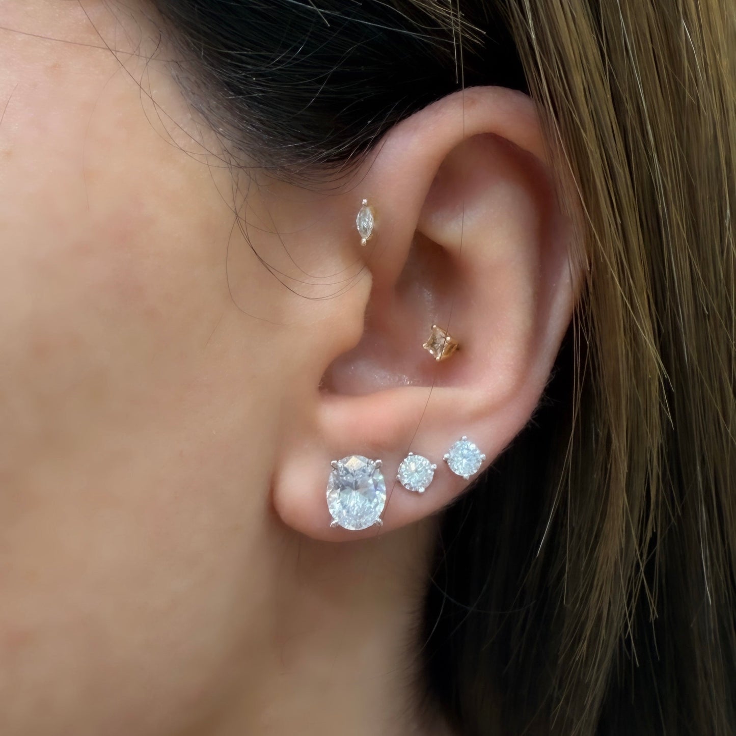 Two Carat Moissanite Oval Earrings