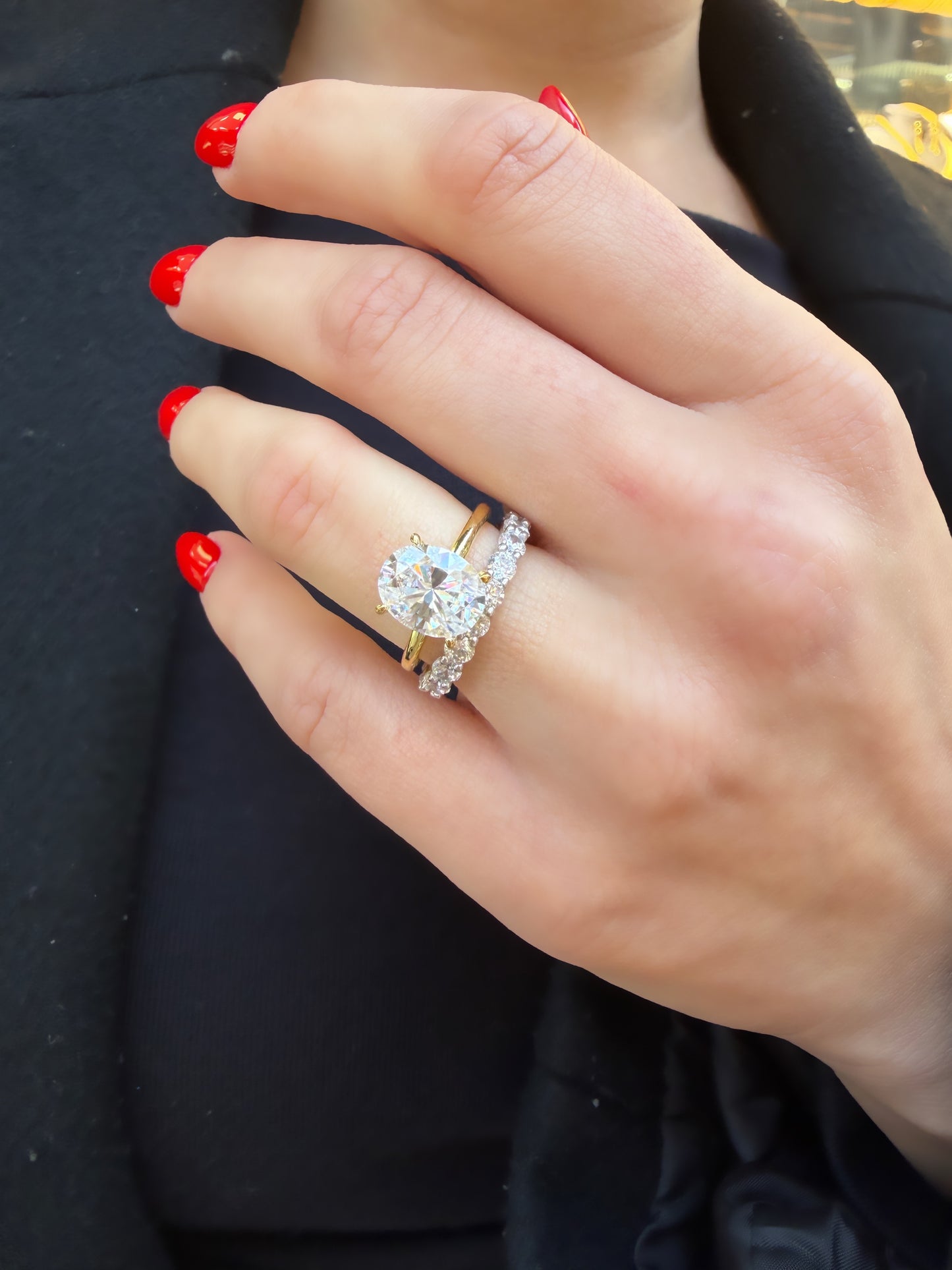 Three Carat Moissanite Oval Ring