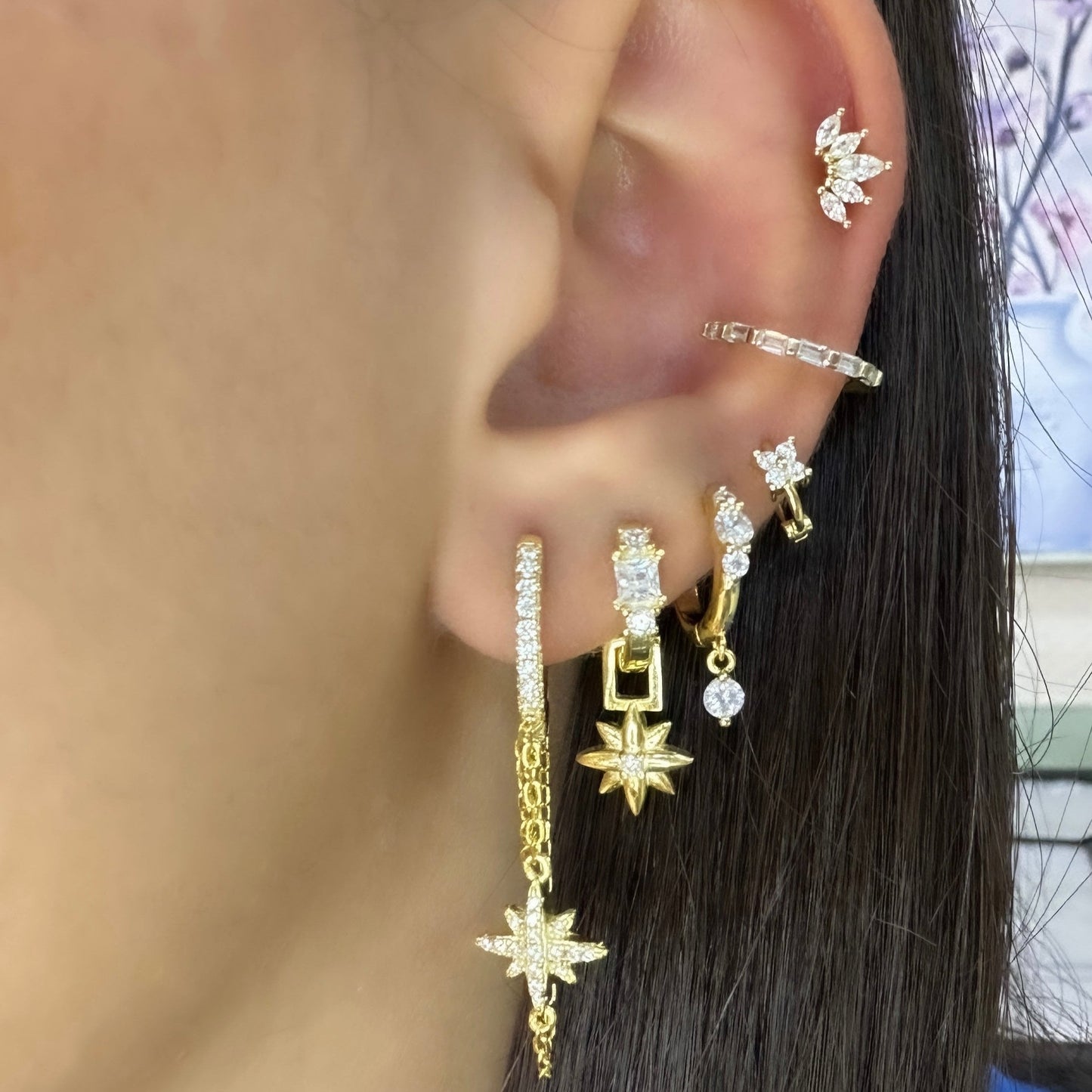 Star Stone Chain Earring