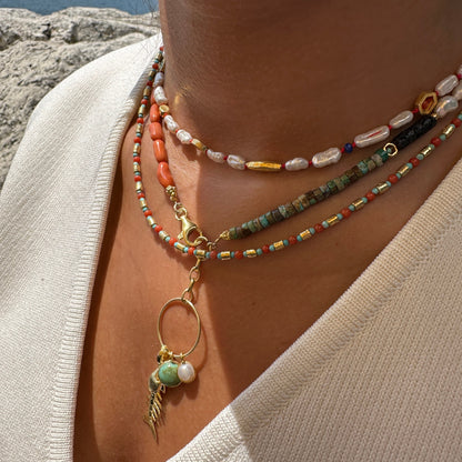 Natural Stone Colored Pearl Necklace