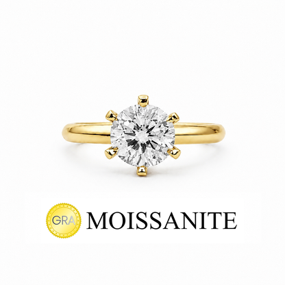One Carat Six-Prong Moissanite Solitaire Ring