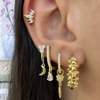 Drop Stone Pin Earrings