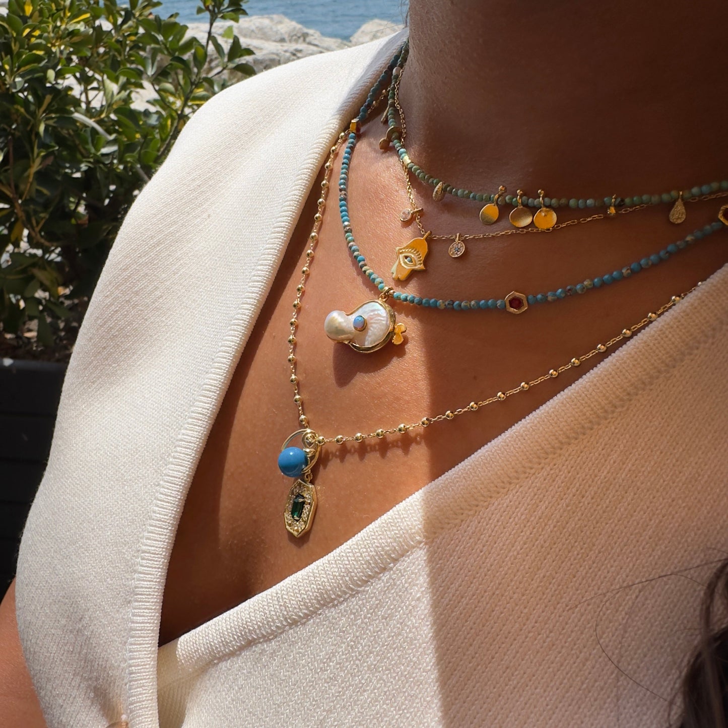 Evil Eye Detailed Hand Necklace