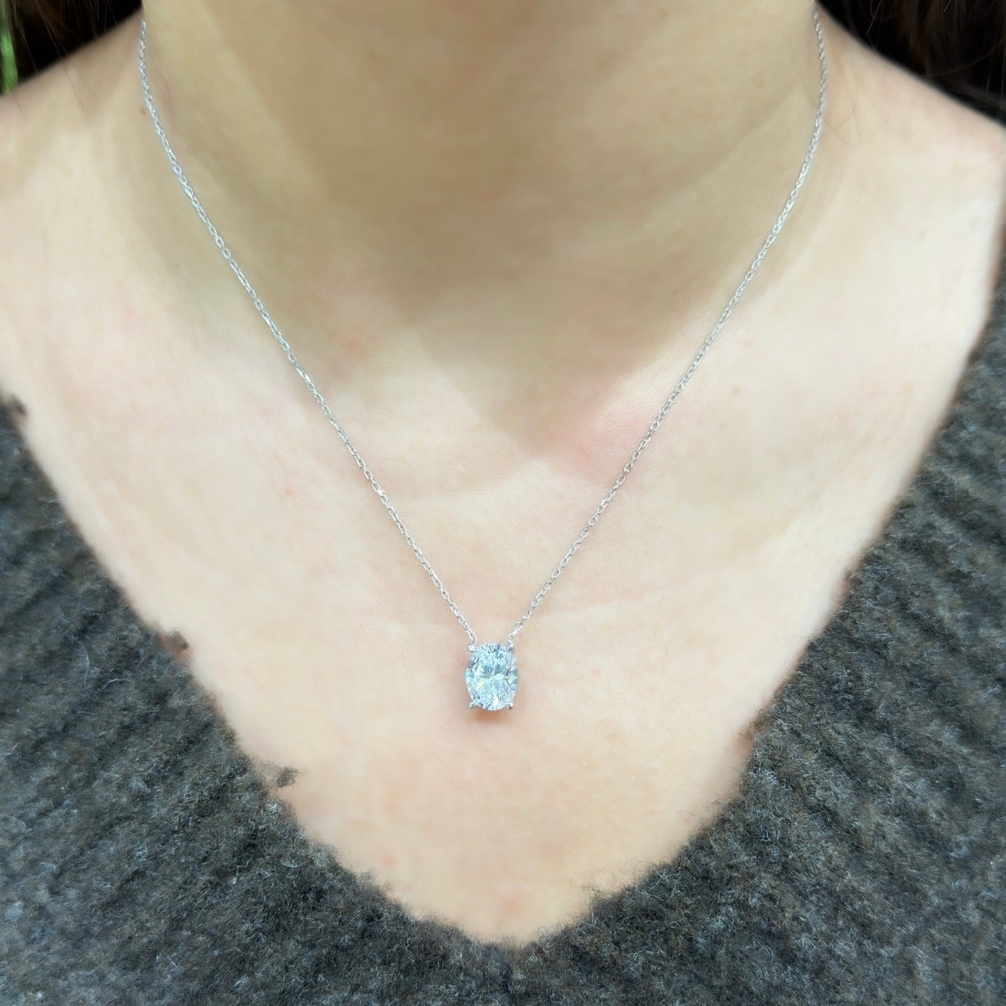 Three Carat Moissanite Oval Necklace