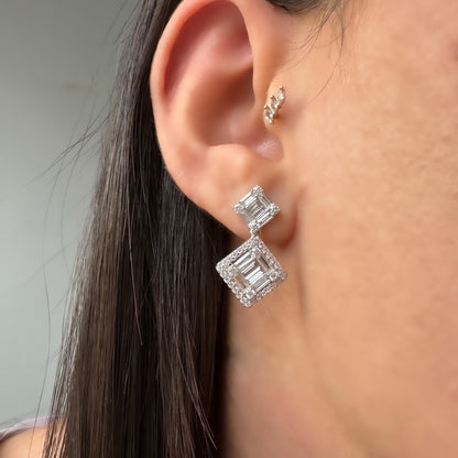 Double Square Baguette Earring