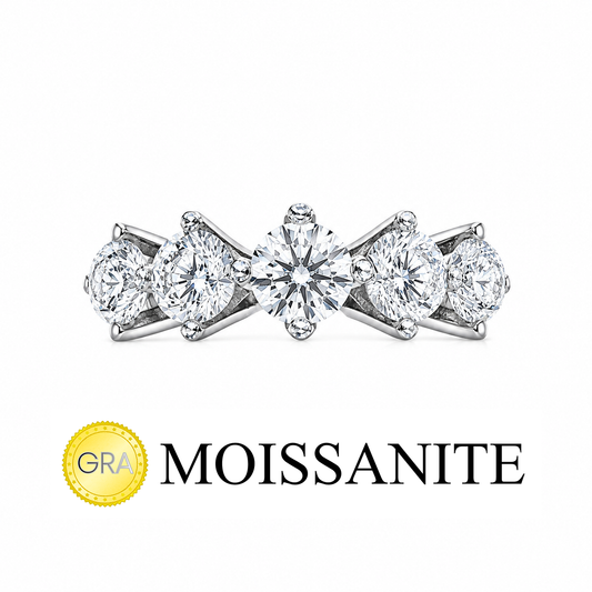 Three Carat Moissanite Five-Stone Ring