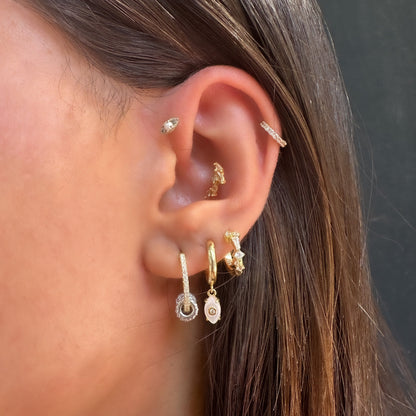 Stone Charm Hoop Earrings