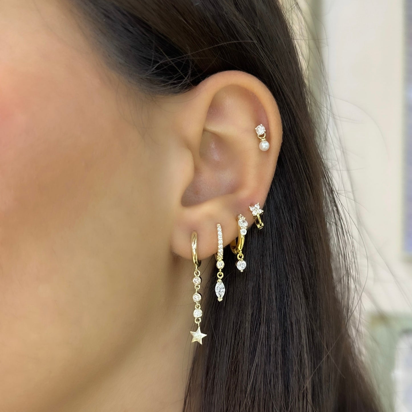 Dangling Star Stone Earrings