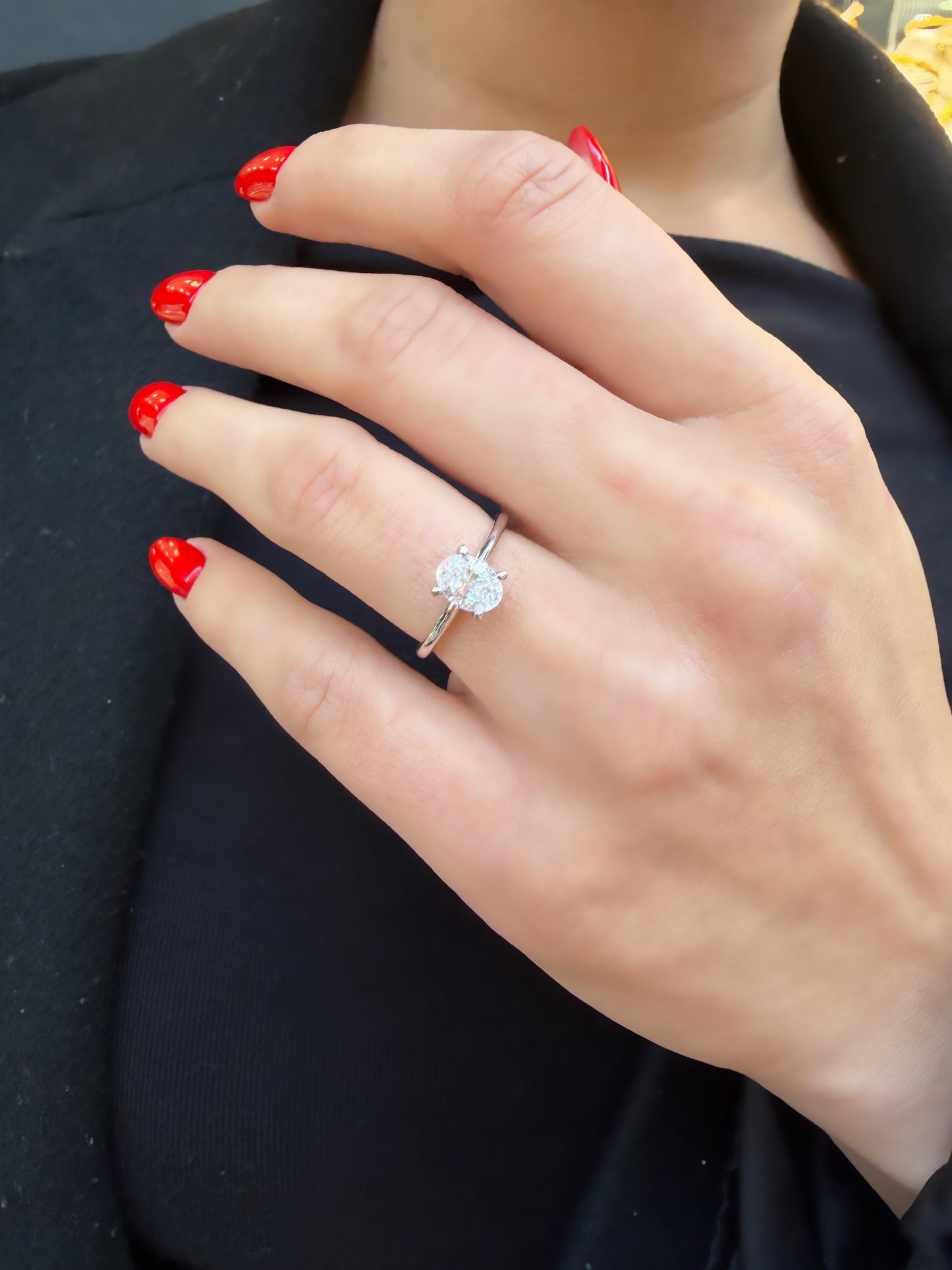 One Carat Moissanite Oval Ring