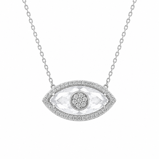 White Glass Eye Necklace