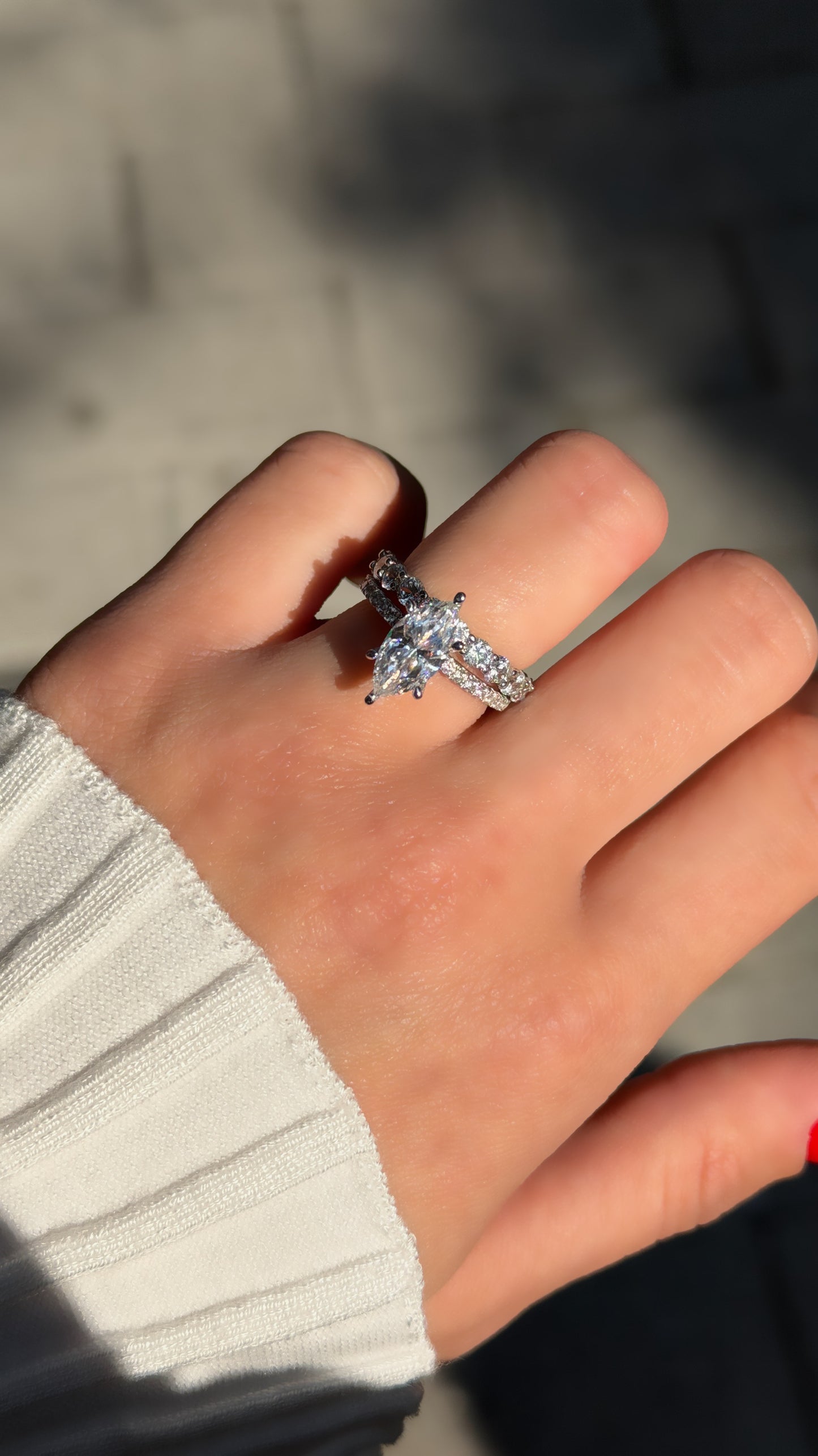 Two Carat Designer Moissanite Marquise Ring