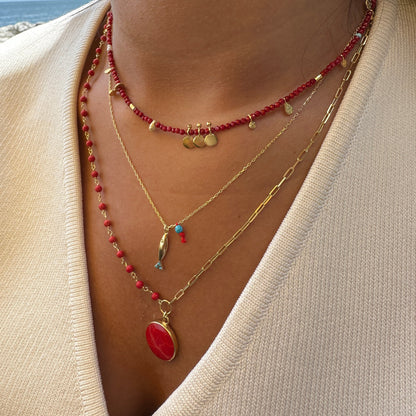 Red Natural Stone Necklace