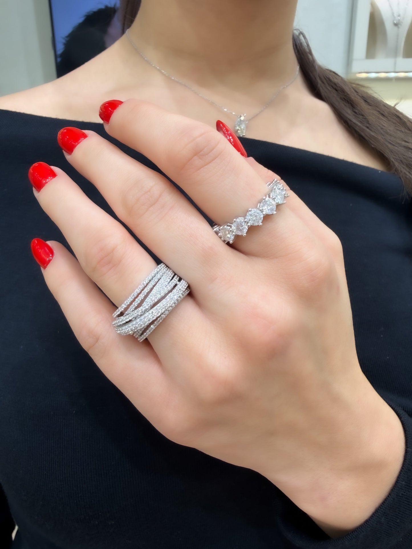 Moissanite Prong Full Circle Ring