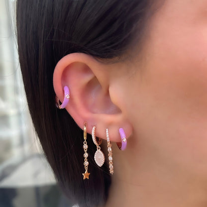 Lilac Enamel Hoop Earrings