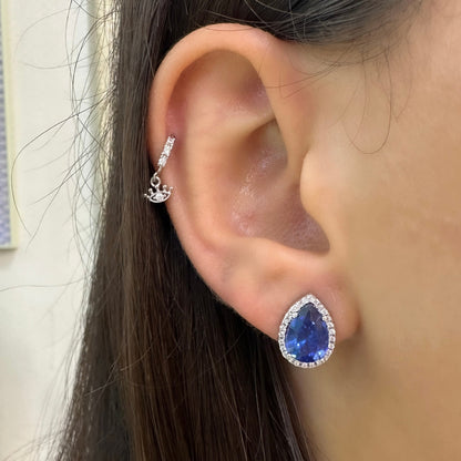 Navy Blue Stone Drop Earrings