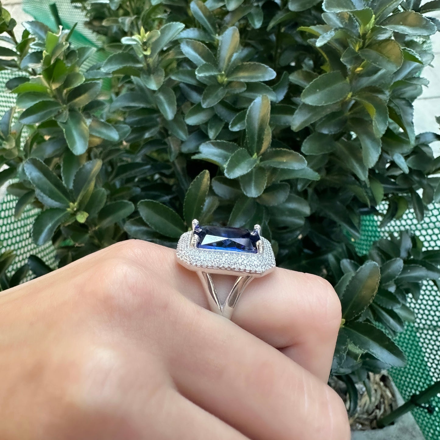 Navy Blue Rectangular Ring