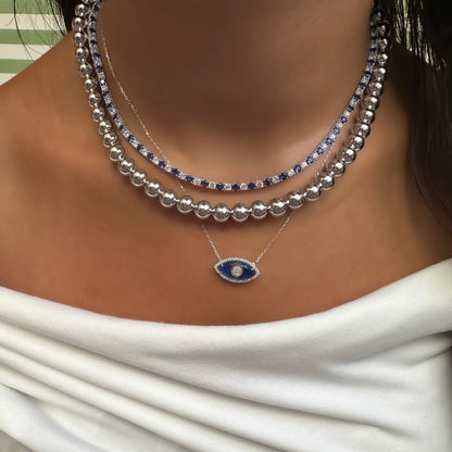 Navy Blue Glass Eye Necklace