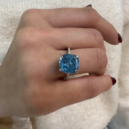 Blue Stone Moissanite Ring